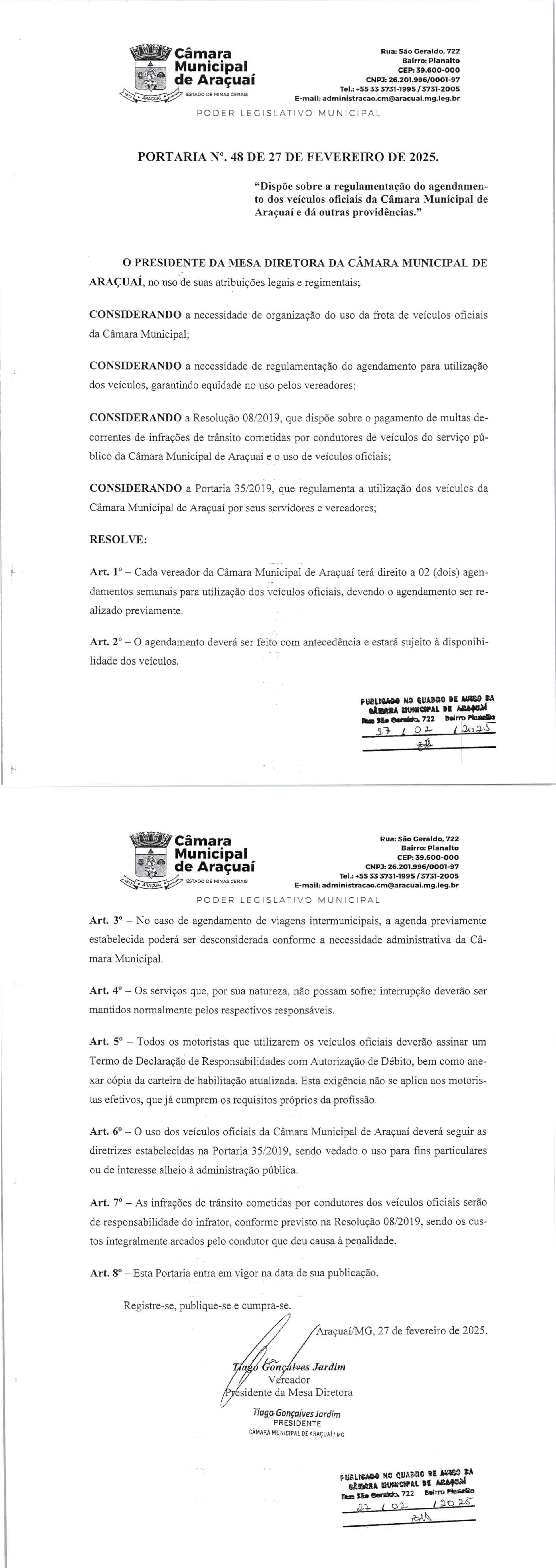 PORTARIA N°. 48 DE 27 DE FEVEREIRO DE 2025
